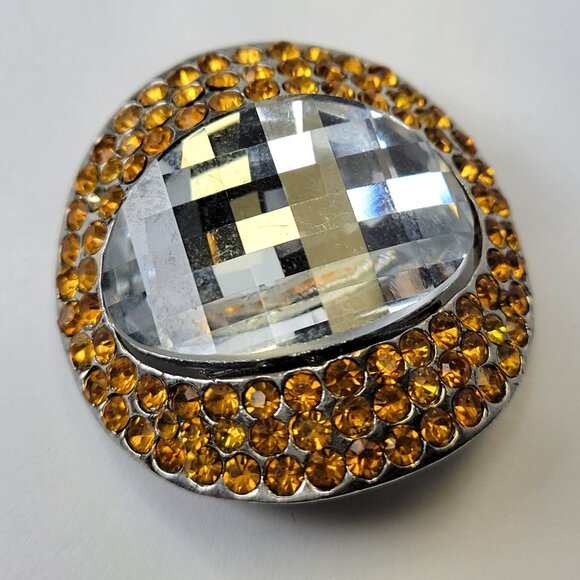 Large Yellow Rhinestone Stretch Ring - Picture 6 of 7